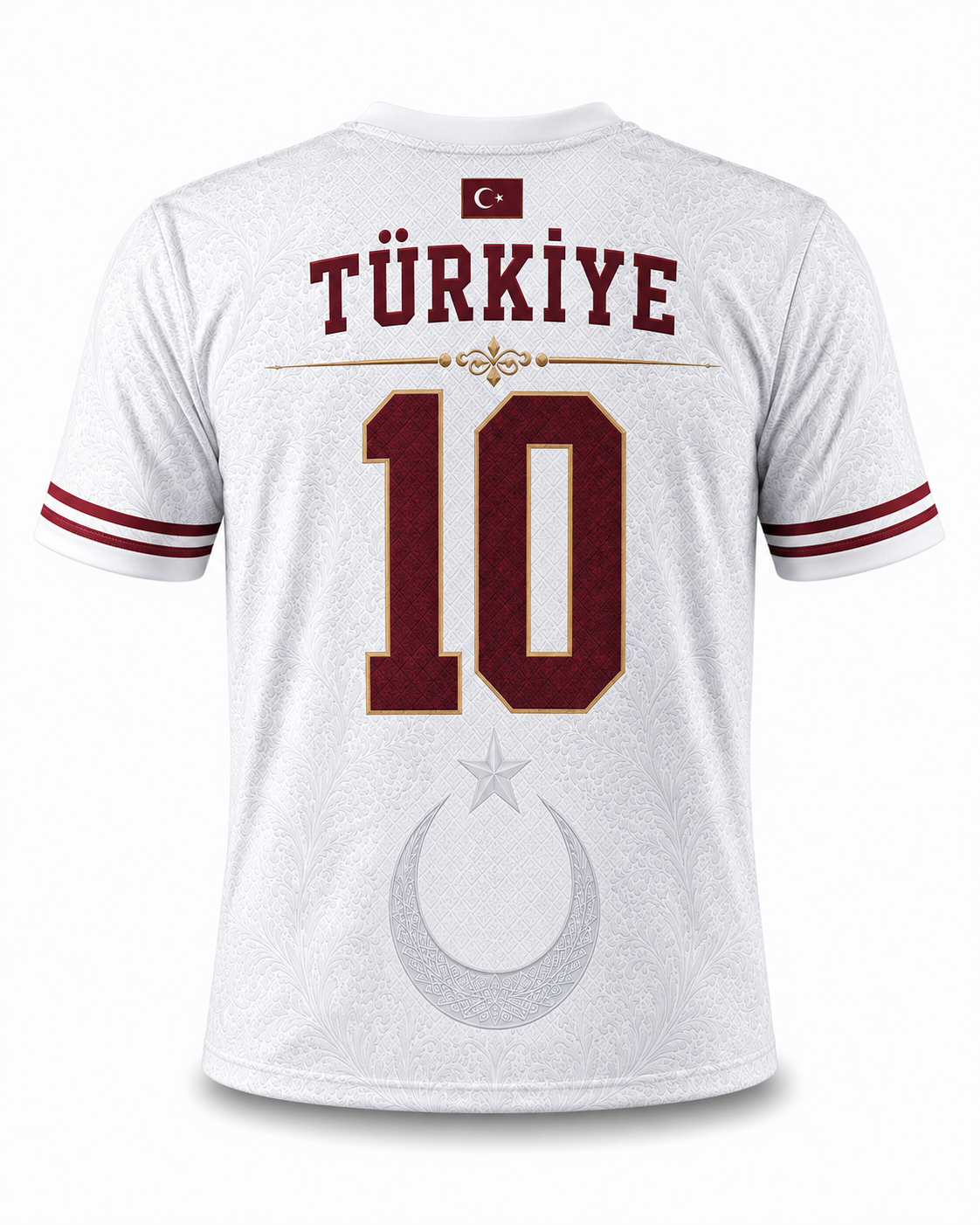 Maillot Türkiye United Blanc Ottoman N°10 – Connect Studio Paris Édition Premium