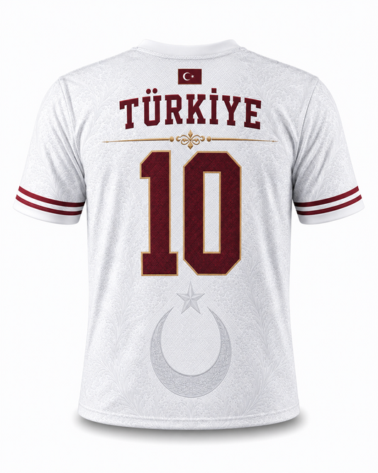 Maillot Türkiye United Blanc Ottoman N°10 – Connect Studio Paris Édition Premium