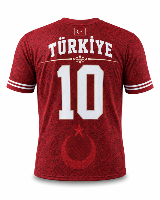 Maillot Türkiye United Rouge Impérial N°10 – Connect Studio Paris Édition Premium