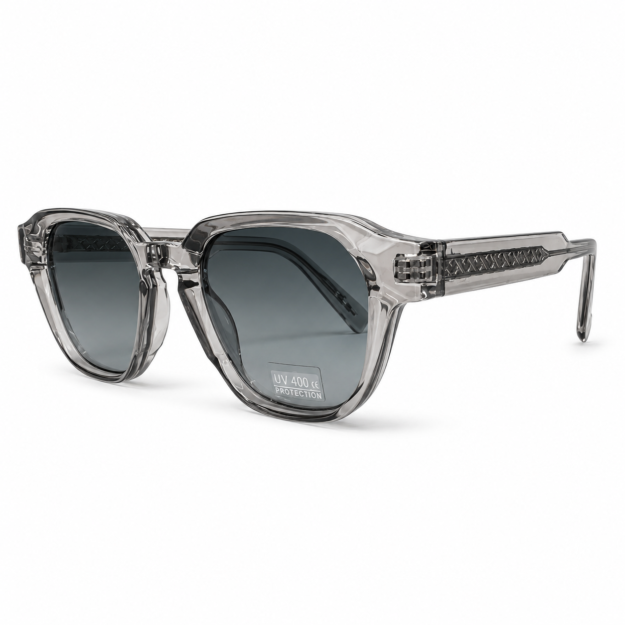 Lunettes de Soleil CP 026698 – Monture Gris Fumé Transparente & Verres Bleu Gris Dégradés UV400