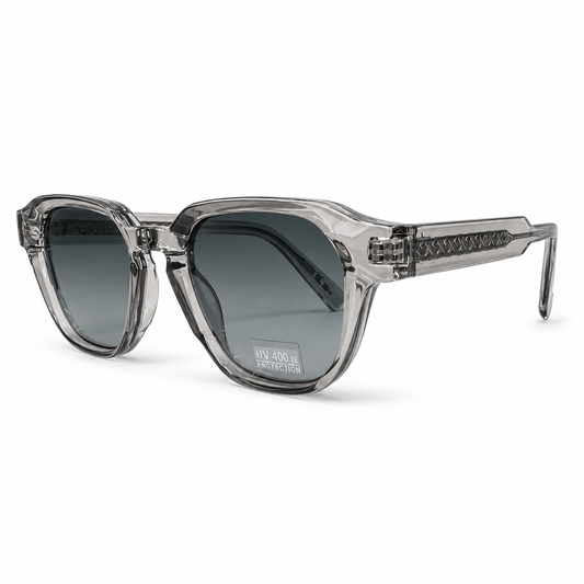 Lunettes de Soleil CP 026698 – Monture Gris Fumé Transparente & Verres Bleu Gris Dégradés UV400