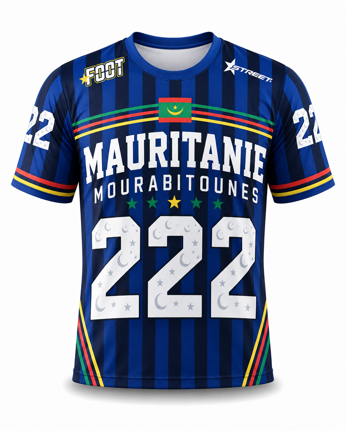 Maillot Mauritanie 222 Bleu Nuit Rayé – Connect Studio Paris Invictus Edition