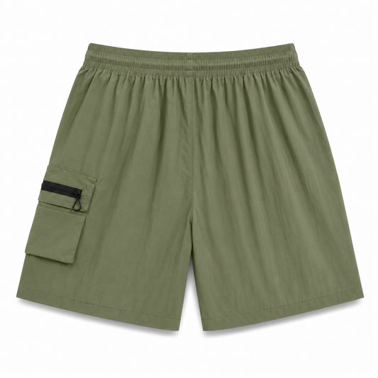 Short Cargo Technique UNTRACED Kaki – Nylon Léger Techwear Été Homme