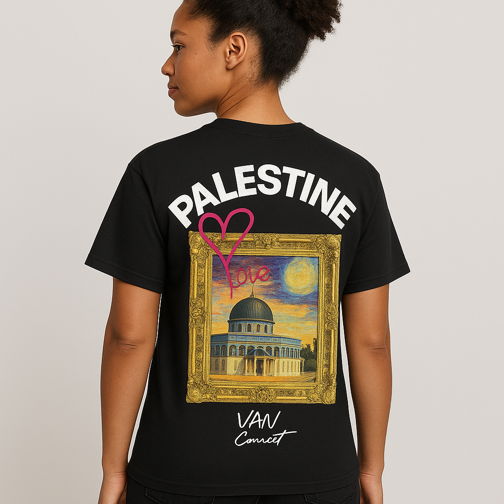 T-shirt PALESTINE CŒUR FREE - Noir