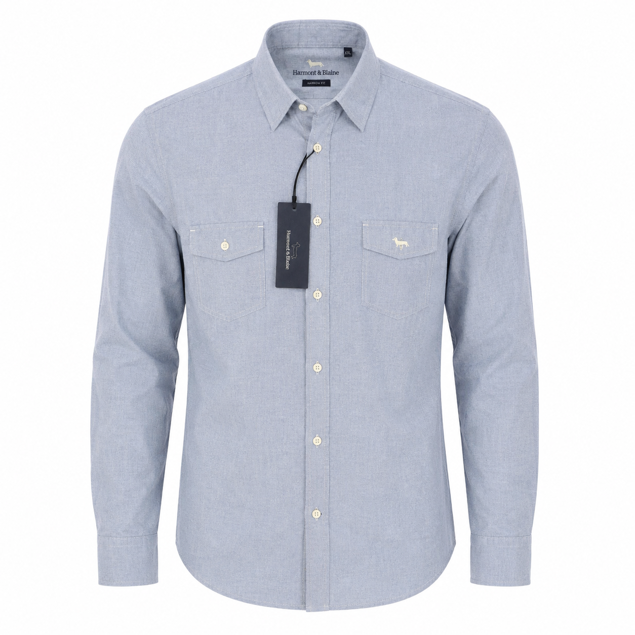 Chemise Harmont & Blaine Homme Bleu Ciel – Narrow Fit 100% Coton