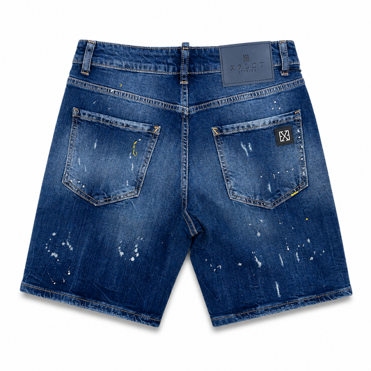 Short Jean Bleu Travis XPLCT Studios Effet Peinture Premium Homme