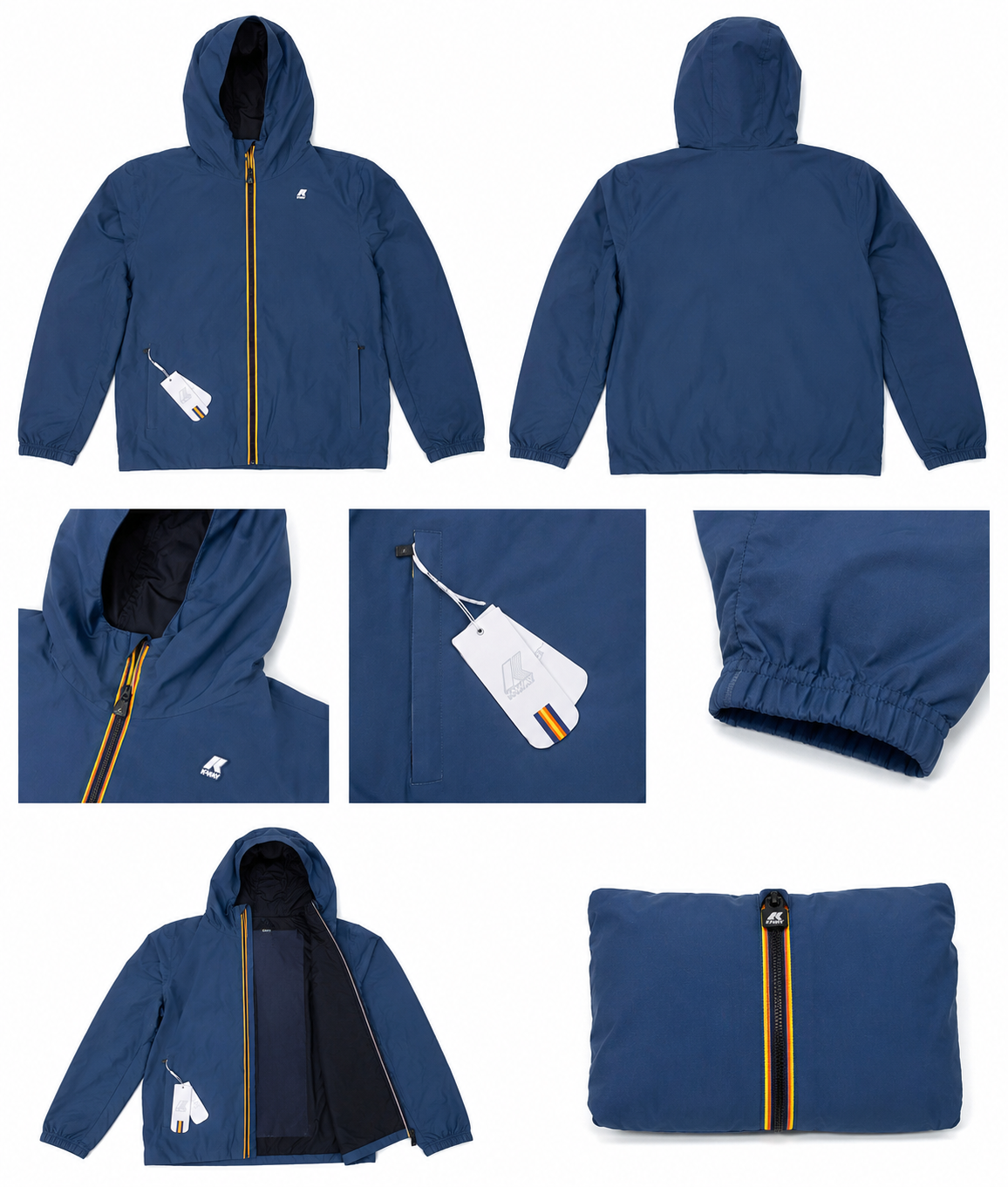 K-WAY -Jukes Macro Ripstop Bleu Marine – Veste Coupe-Vent Matelassée Compressible Homme Femme