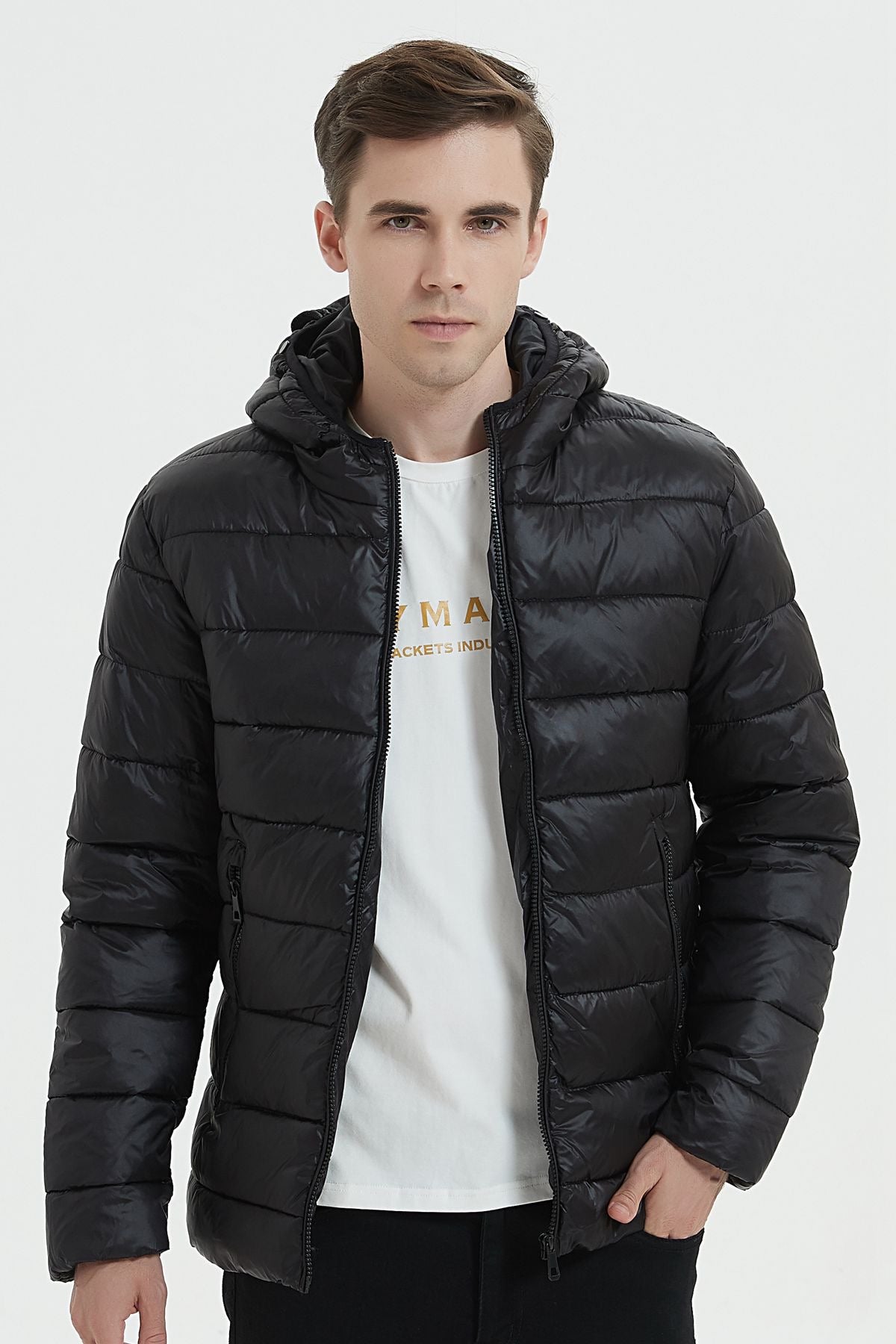 Veste Capuche avec Lunette intégré - Doudoune Légère Mi-Saison - Noir