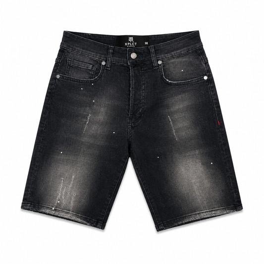 Short Jean Noir Délavé XPLCT Studios – Short Homme Streetwear Premium