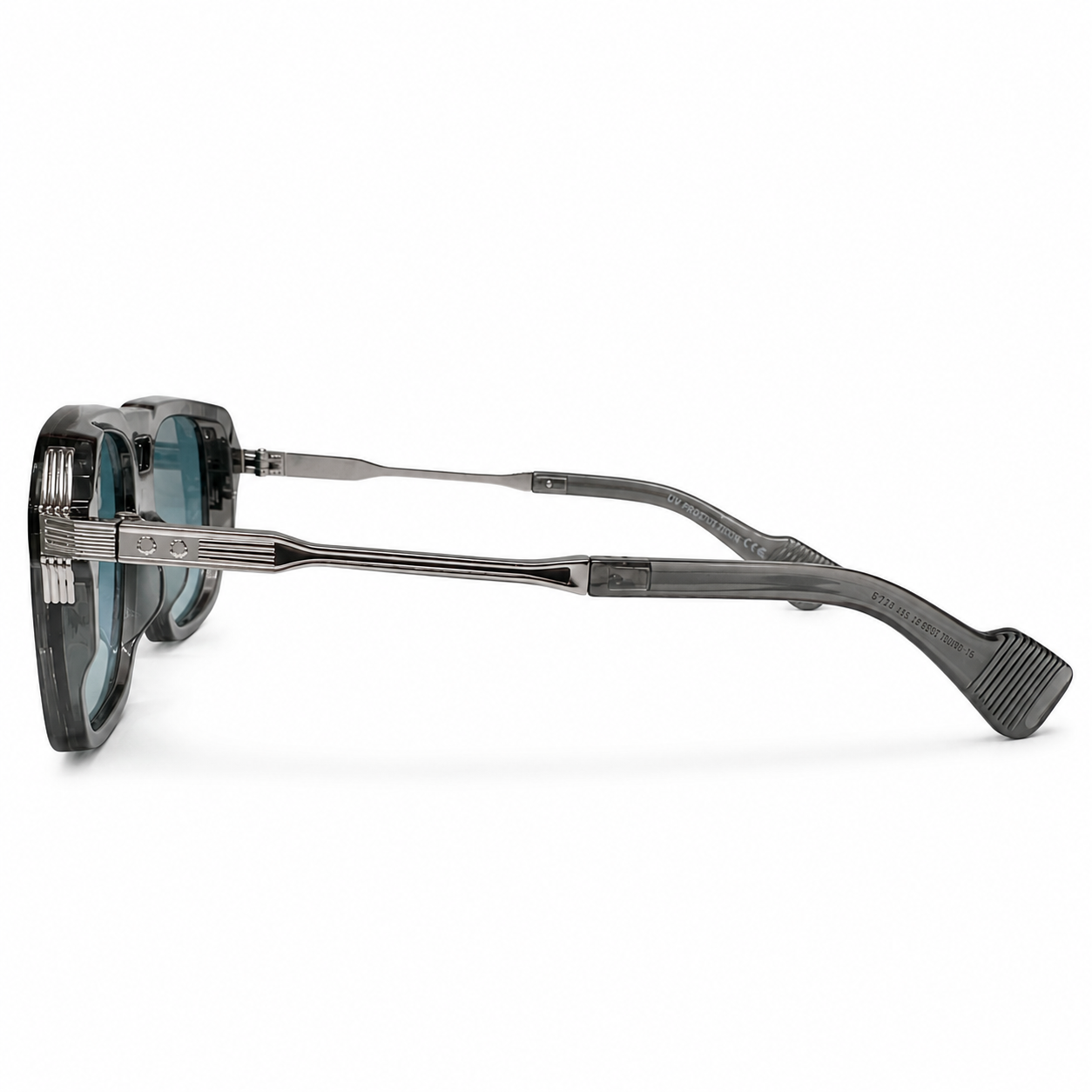 Lunettes de Soleil Smoke Grey Ice Blue UV400 | Monture Transparente Fumée