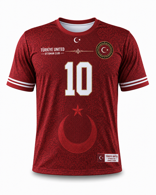 Maillot Türkiye United Rouge Impérial N°10 – Connect Studio Paris Édition Premium