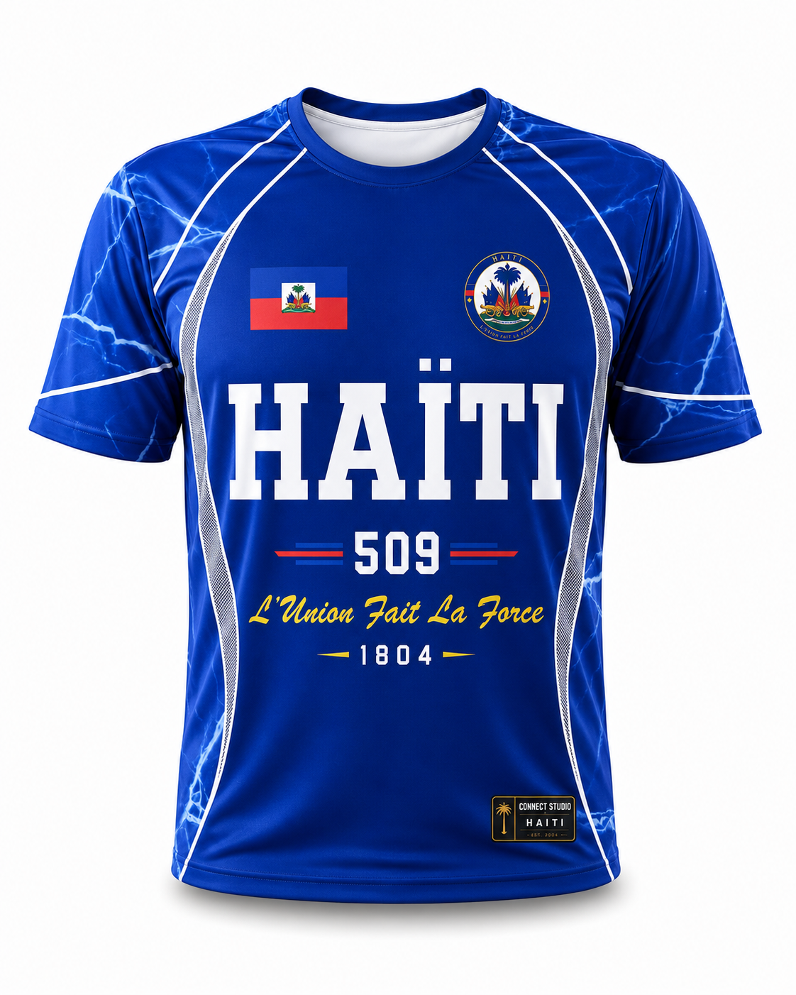 T-Shirt Haïti 509 Bleu Électrique – Connect Studio Paris Grenadiers Edition