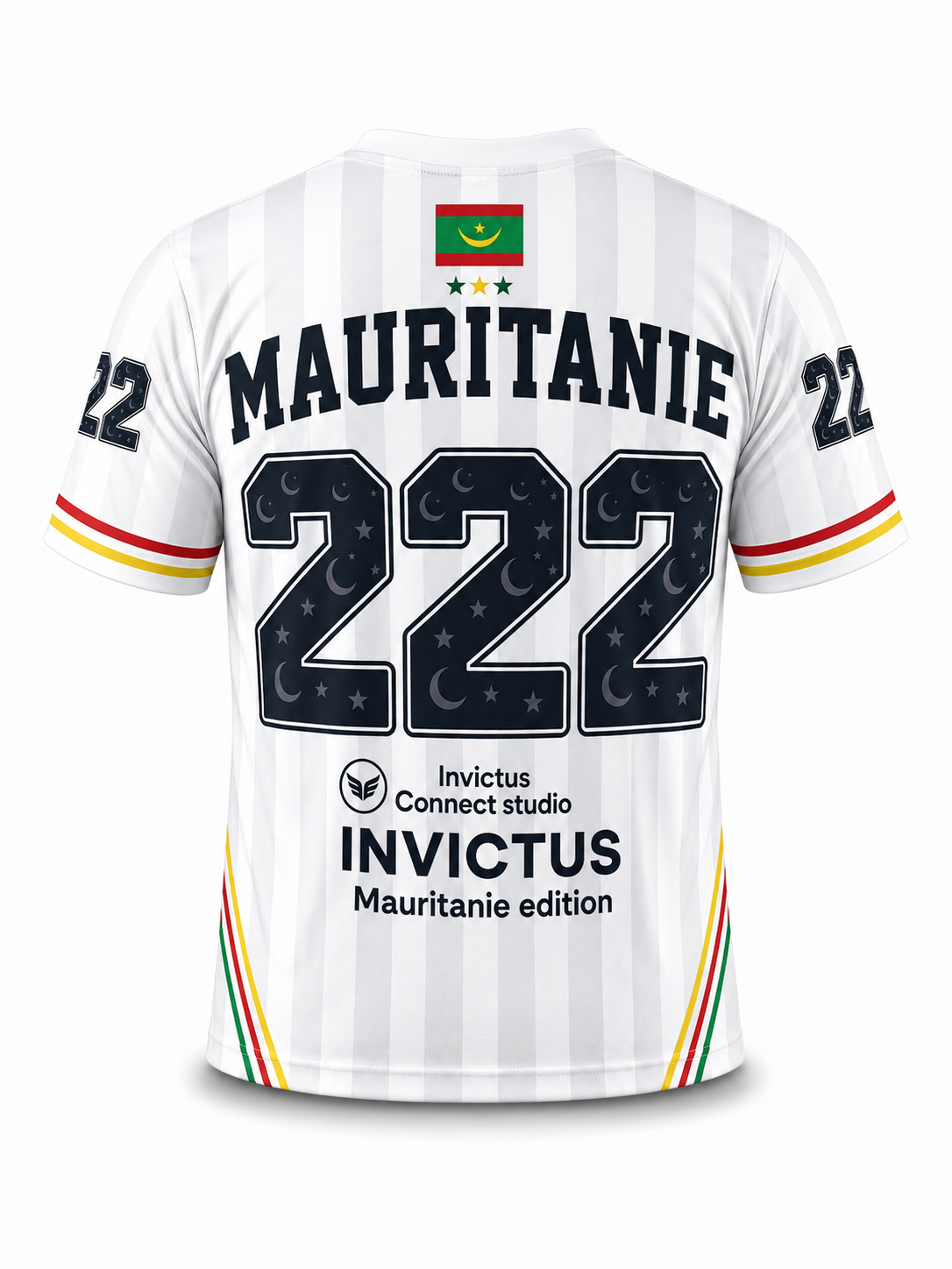 Maillot Mauritanie 222 Blanc Rayé – Connect Studio Paris Invictus Edition