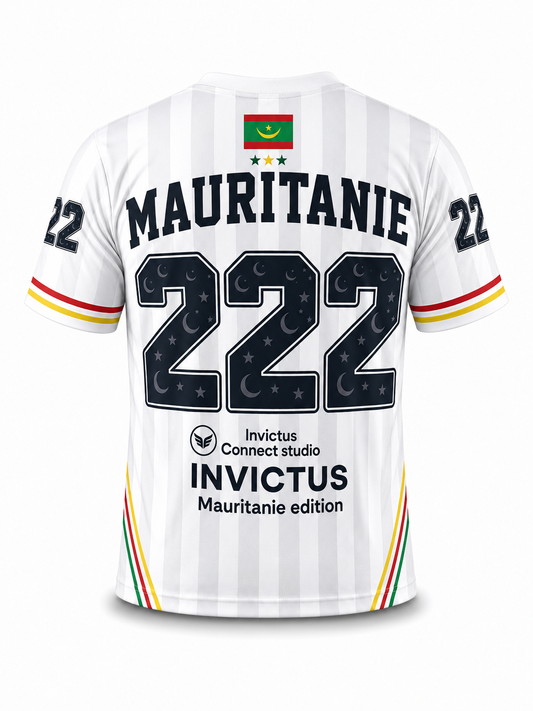 Maillot Mauritanie 222 Blanc Rayé – Connect Studio Paris Invictus Edition