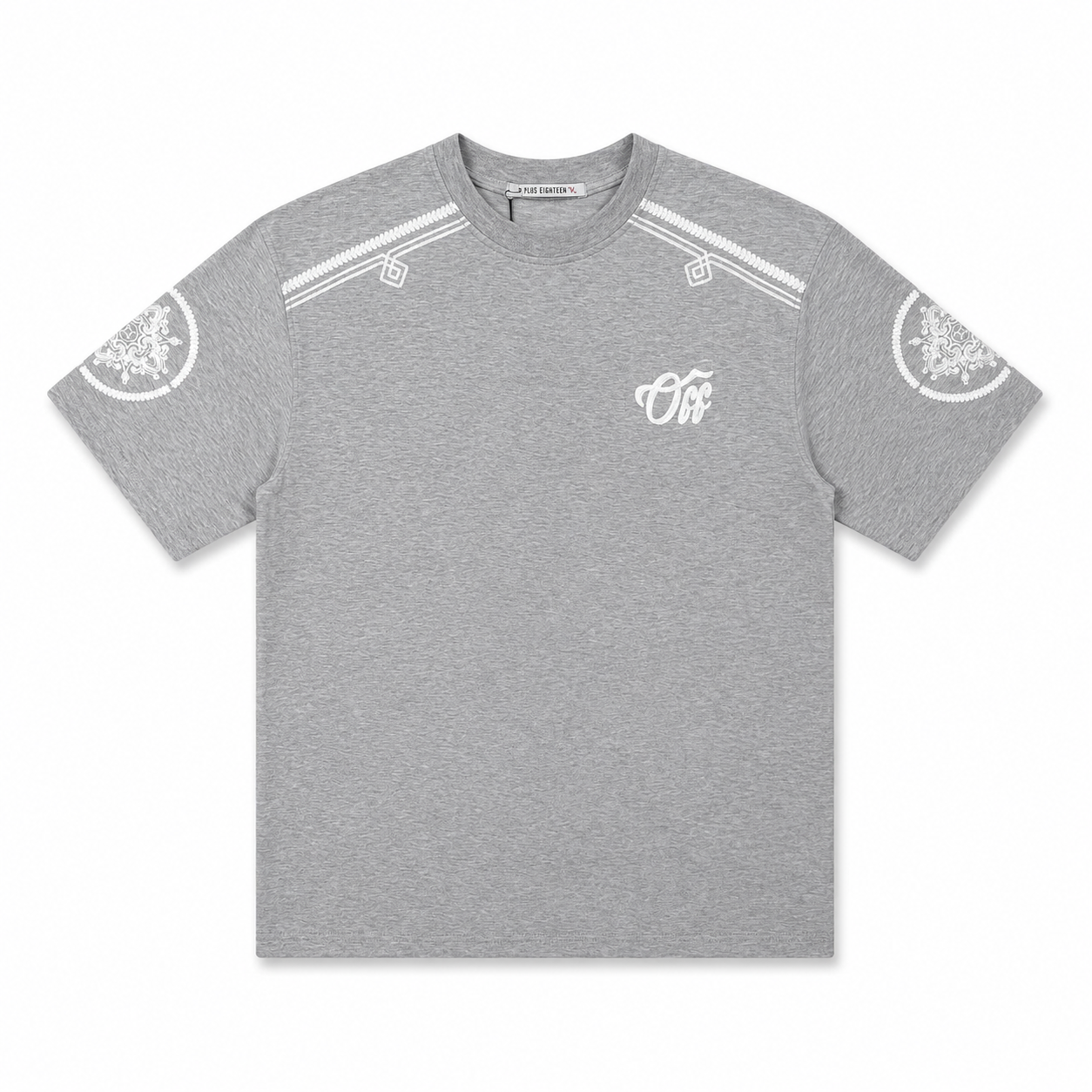 Ensemble Plus Eighteen Gris Chiné Brodé – T-shirt & Short Premium
