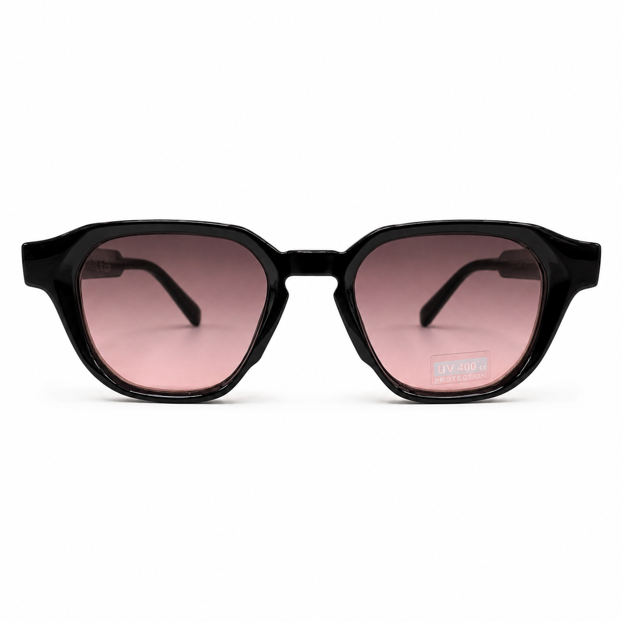 Lunettes de Soleil CP 026698 – Monture Noire, Verres Rose Dégradé UV400 & Baguette Argentée