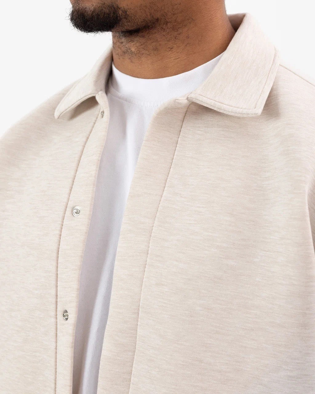 Ensemble Scuba Oversize – Veste Col Chemise à bouton + Jogging – Beige