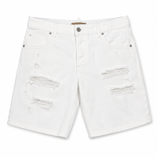 Short Jean Blanc Homme I’M Brian Kevin L1810 – Bermuda Denim Destroy Off White Premium