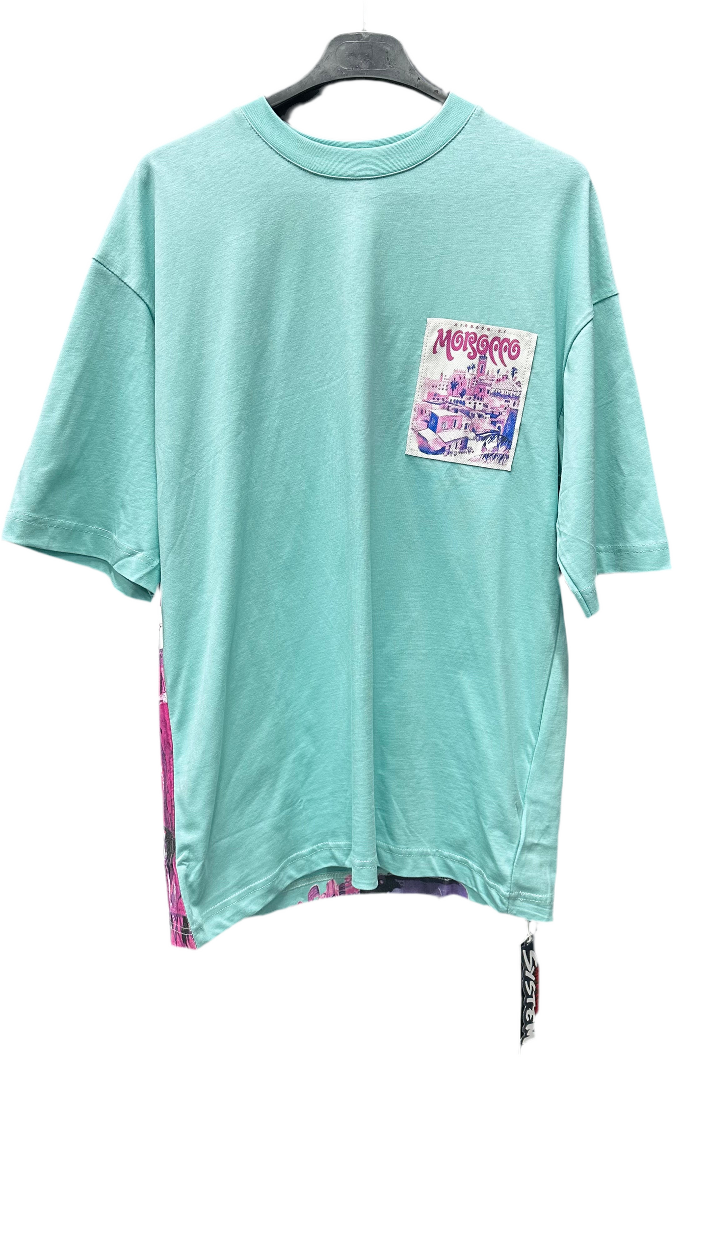 T-shirt "Kingdom of Morocco" – Vert d’eau & Visuel Rose