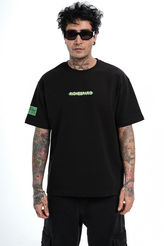 T-shirt Riches Paris Noir Réf: RCH-862 (Logo vert)