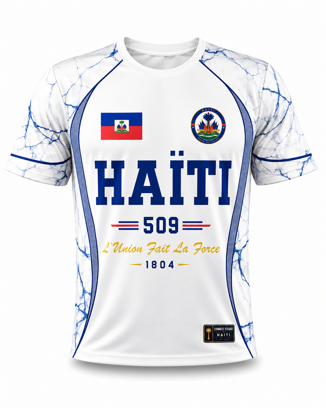 T-Shirt Haïti 509 Blanc Marbre – Connect Studio Paris Grenadiers Edition
