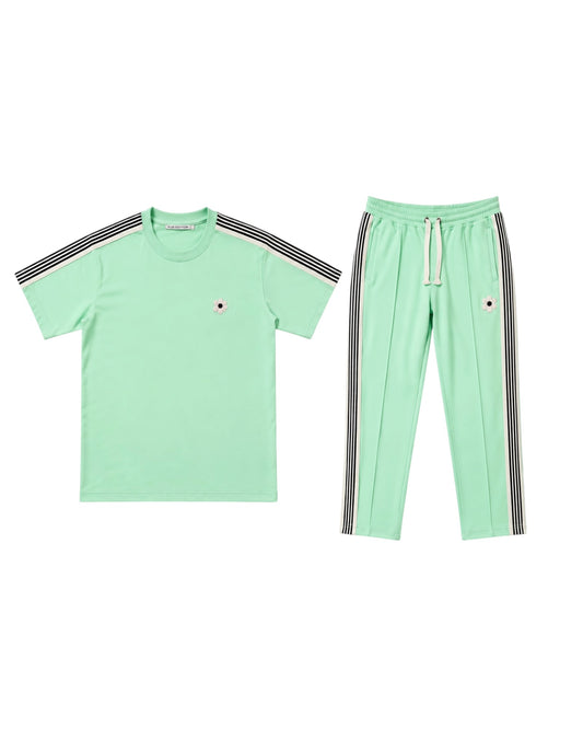 Set Vert Menthe Bandes – Plus Eighteen Off The System | T-Shirt + Jogging KS-6626