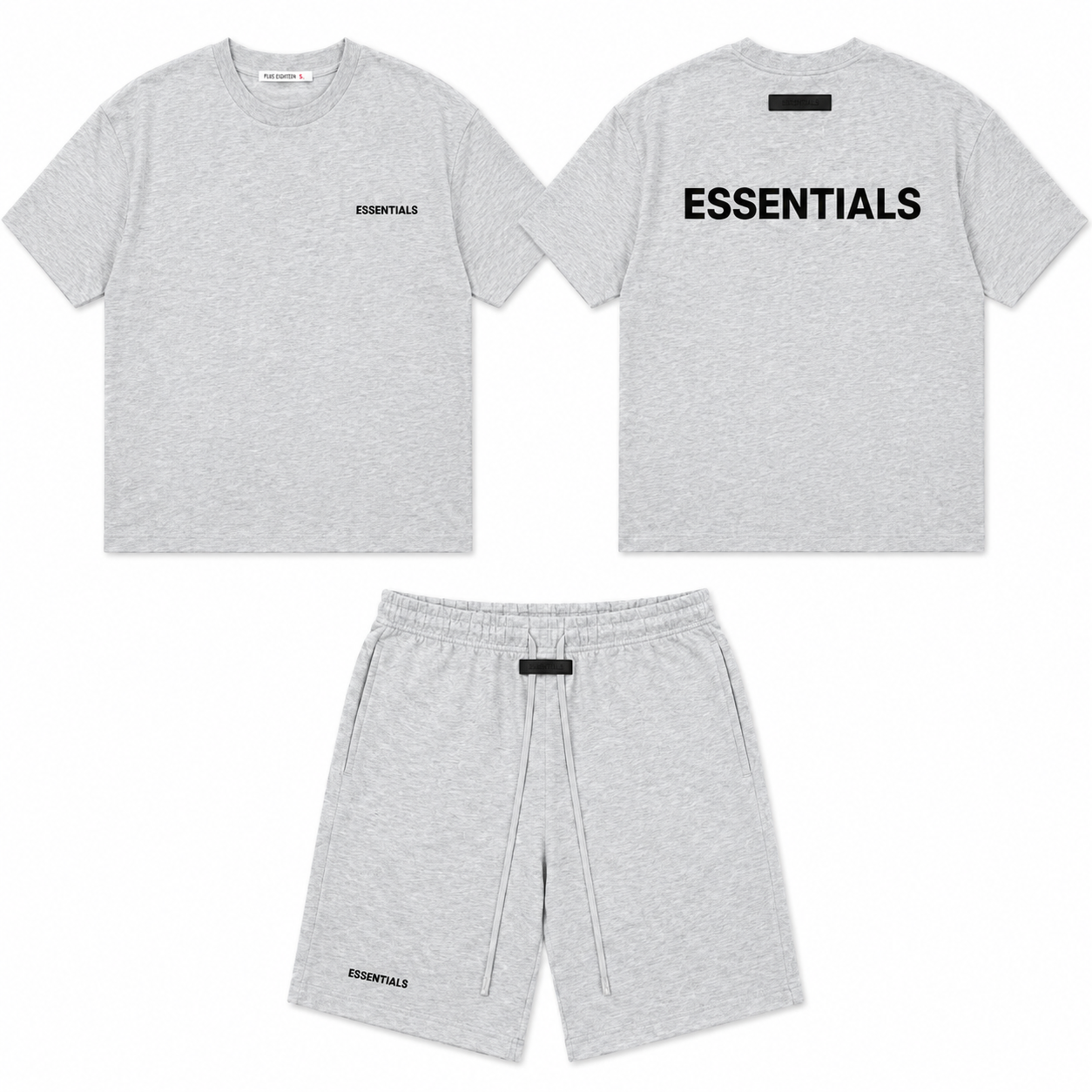Ensemble ESSENTIALS Homme Gris Chiné | T-Shirt Oversize + Short Premium