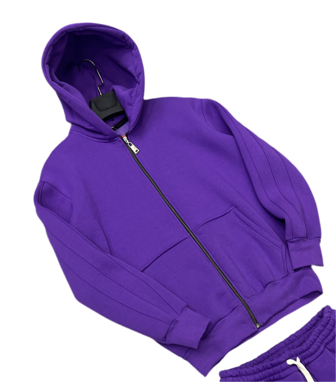 Veste à Capuche Zippée Violet Unisexe – Confort & Style Urbain