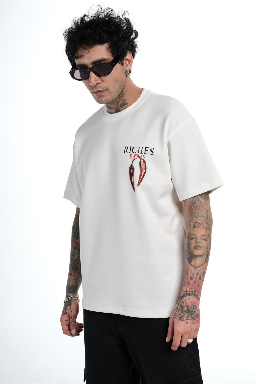 T-shirt Riches Paris Blanc Réf:RCH-863 (Piment)