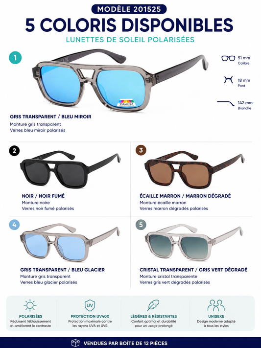 Lunettes Polarisées 201525 UV400 Homme Femme | Protection Anti-Éblouissement