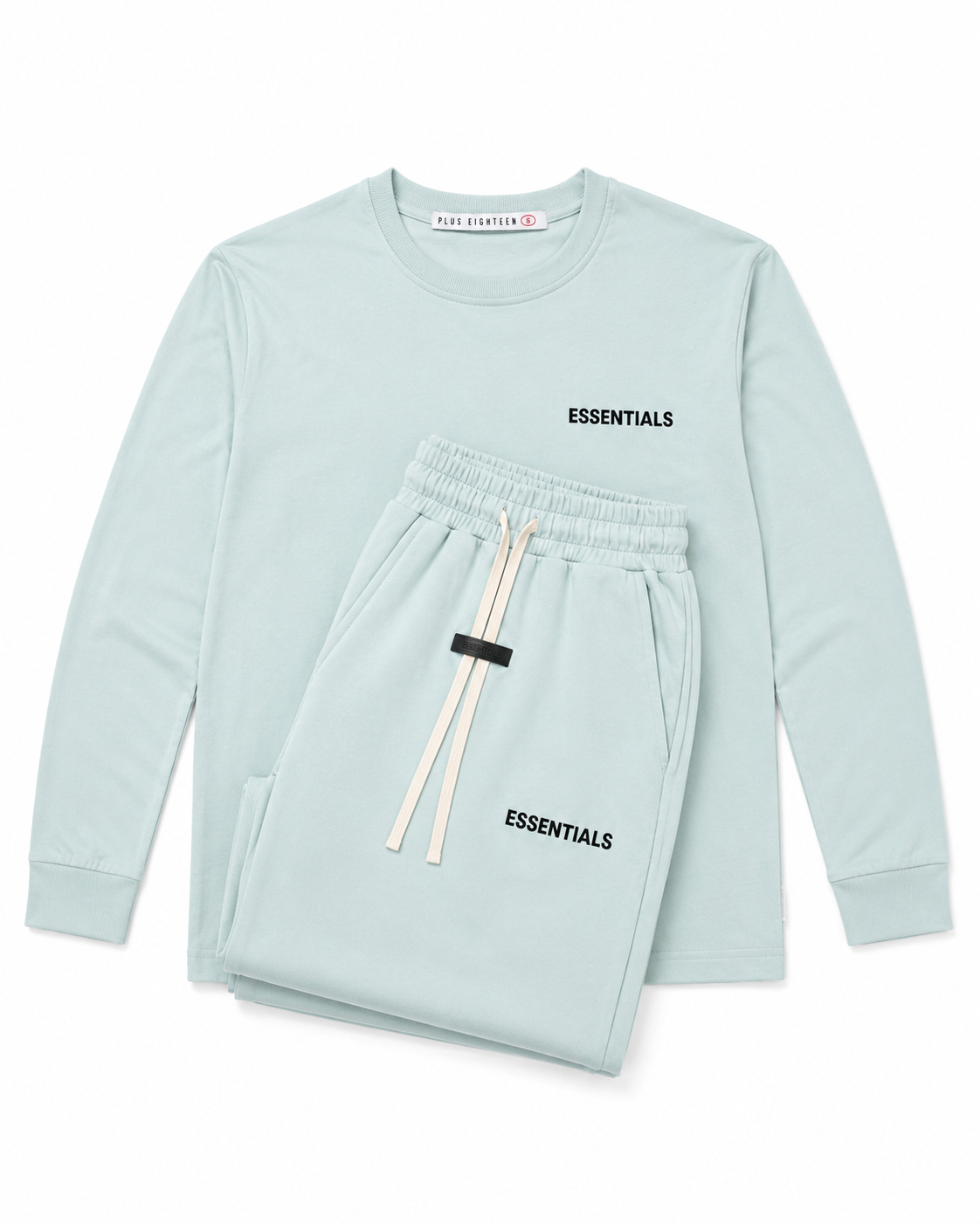Ensemble ESSENTIALS - T-shirt Manche Longue & Jogging Bleu Turquoise