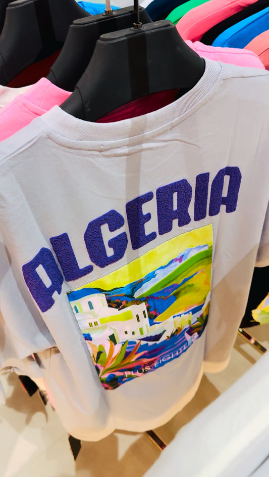 T-SHIRT ALGERIA Vue sur Mer - Gris + IMPRIMÉ Algeria Bleu Marine