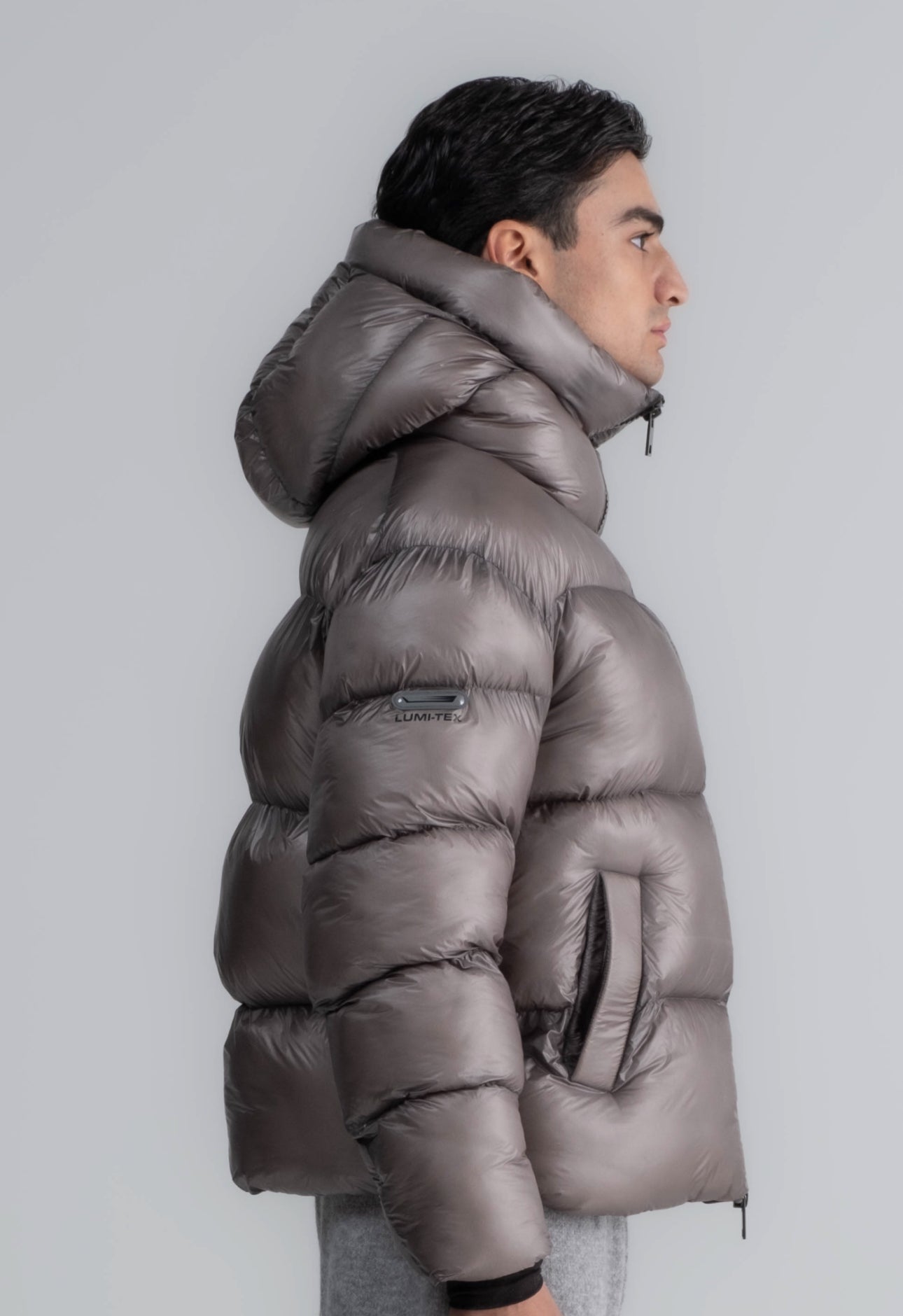 LUMI3RE Doudoune Cloudy Nylon Hooded Jacket Grey