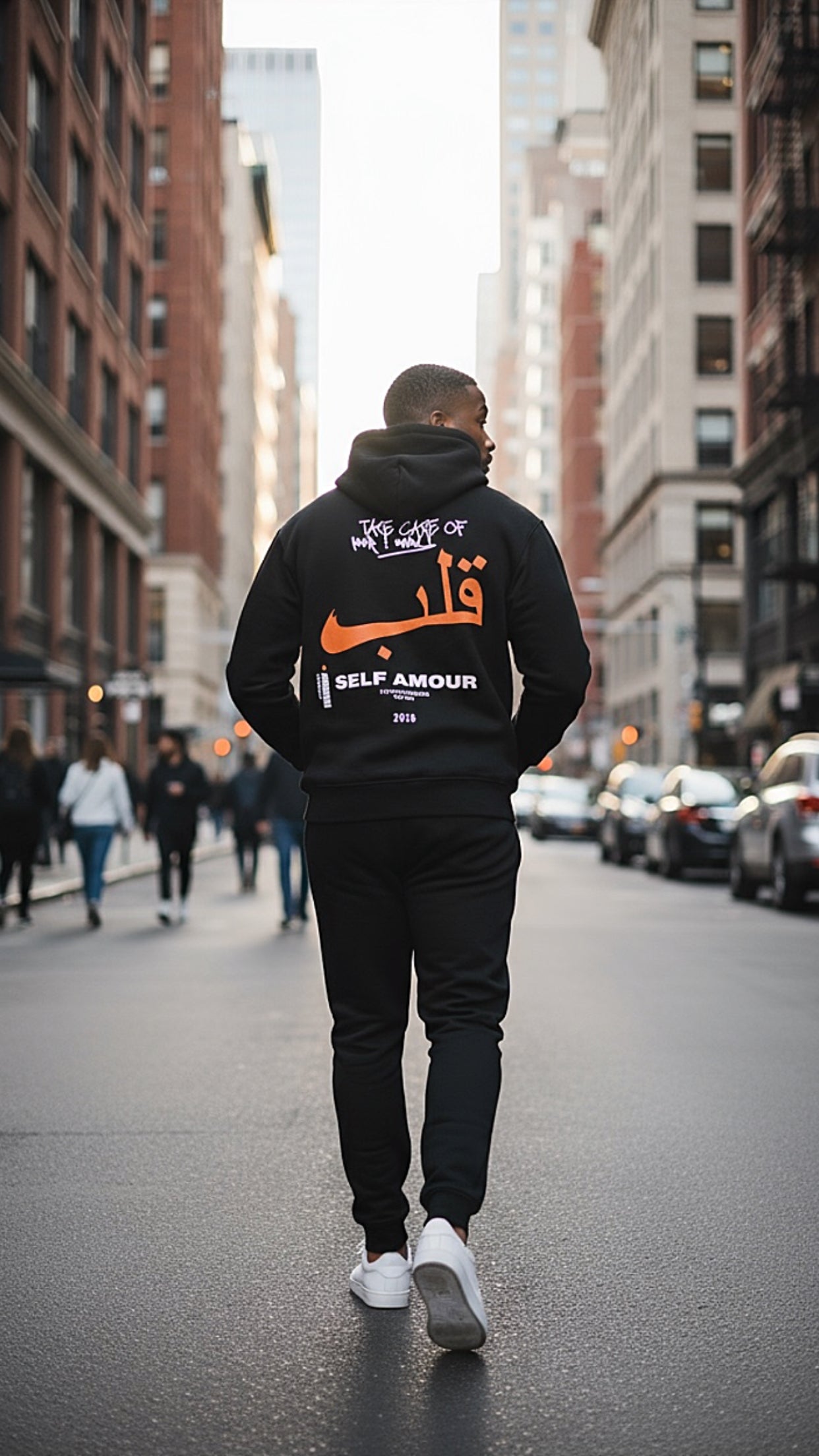 Ensemble Jogging “Self Amour” — Hoodie & Jogger (Noir / Écru )