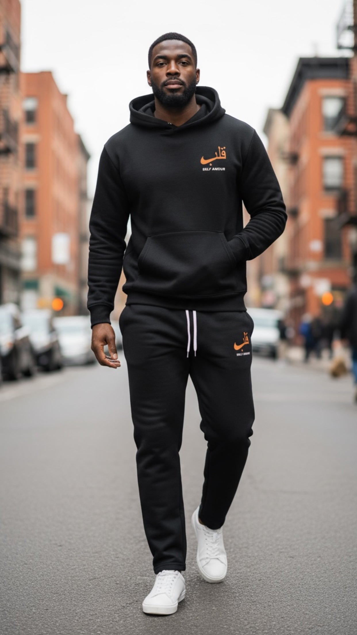 Ensemble Jogging “Self Amour” — Hoodie & Jogger (Noir / Écru )