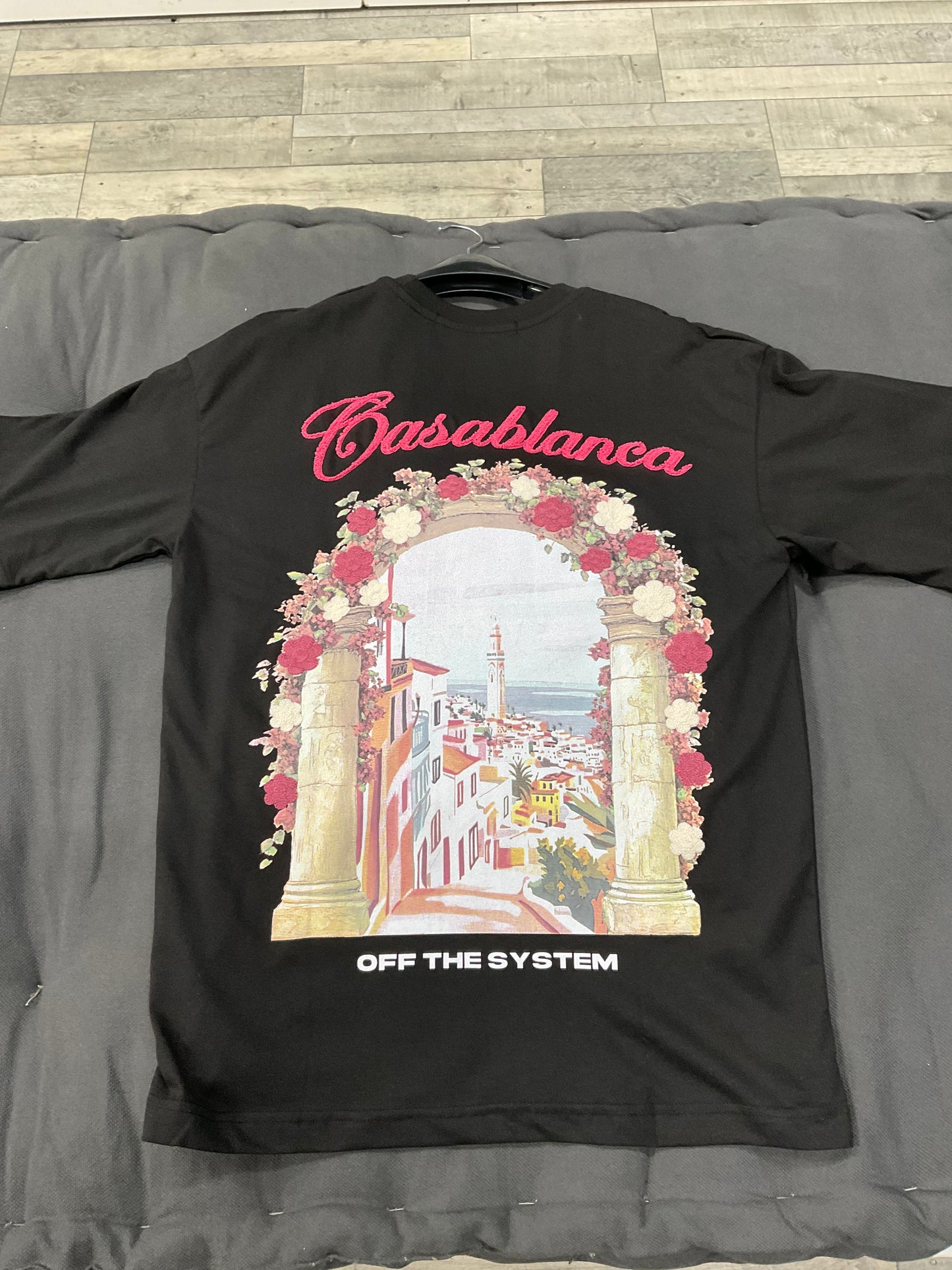 T-shirt Casablanca fleuri - noir