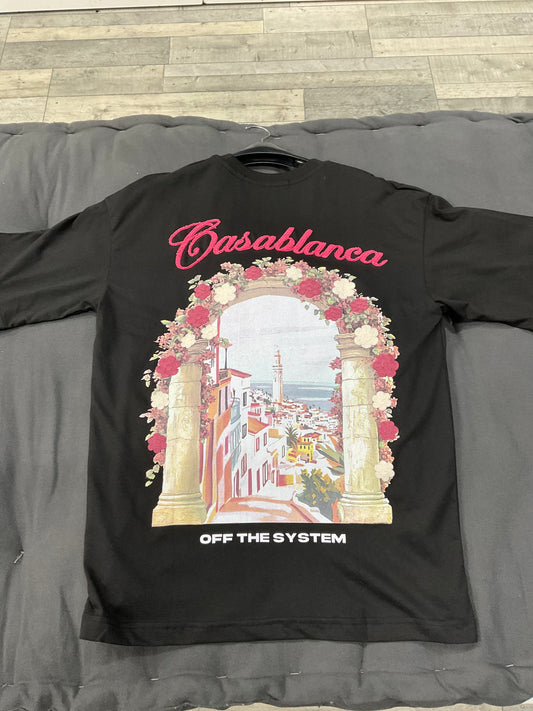 T-shirt Casablanca fleuri - noir