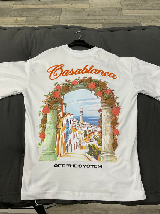T-shirt Casablanca fleuri - blanc et orange