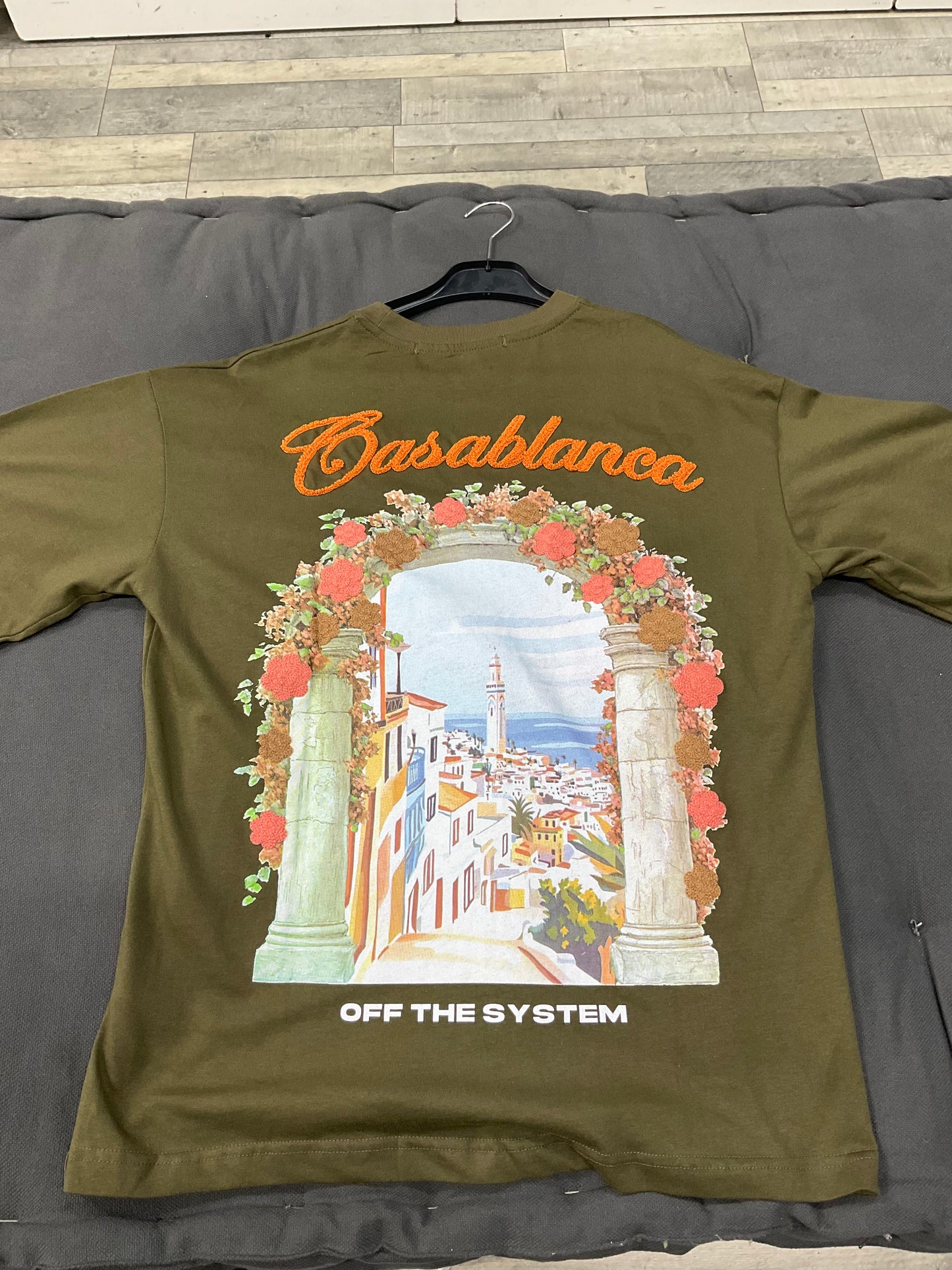 T-shirt Casablanca fleuri - kaki