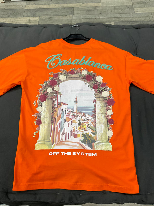 T-shirt Casablanca fleuri - orange