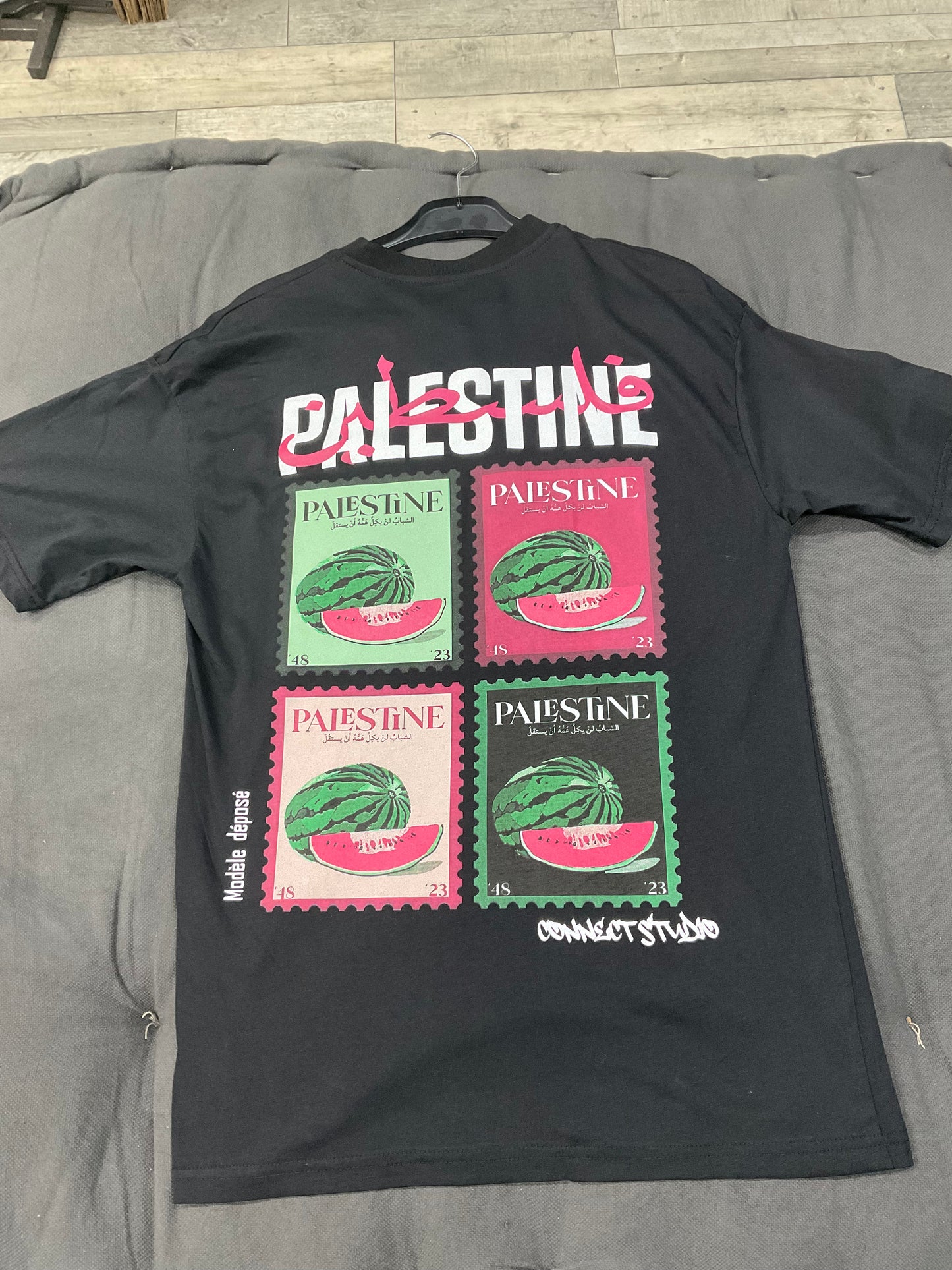 T SHIRT PALESTINE PASTÈQUES - NOIR