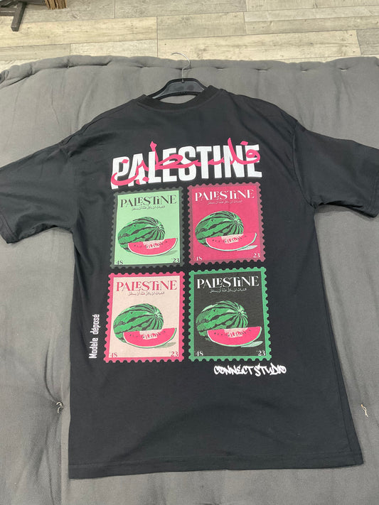 T SHIRT PALESTINE PASTÈQUES - NOIR