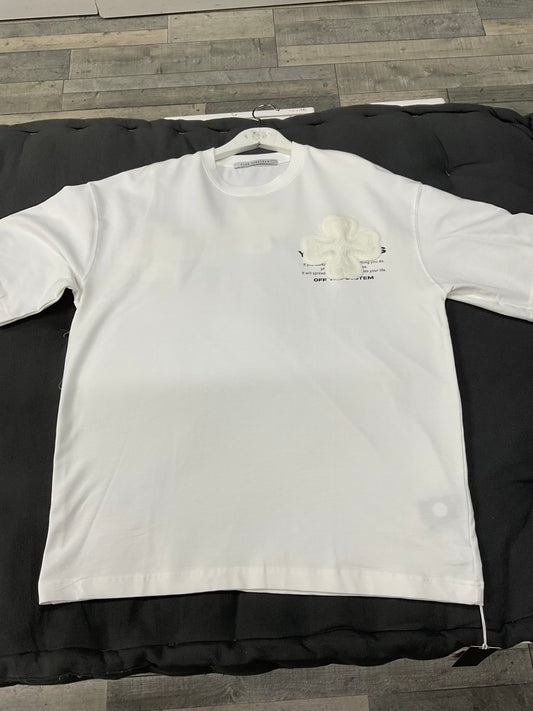 T-shirt Oversize Trèfles Brodés – Blanc cassé