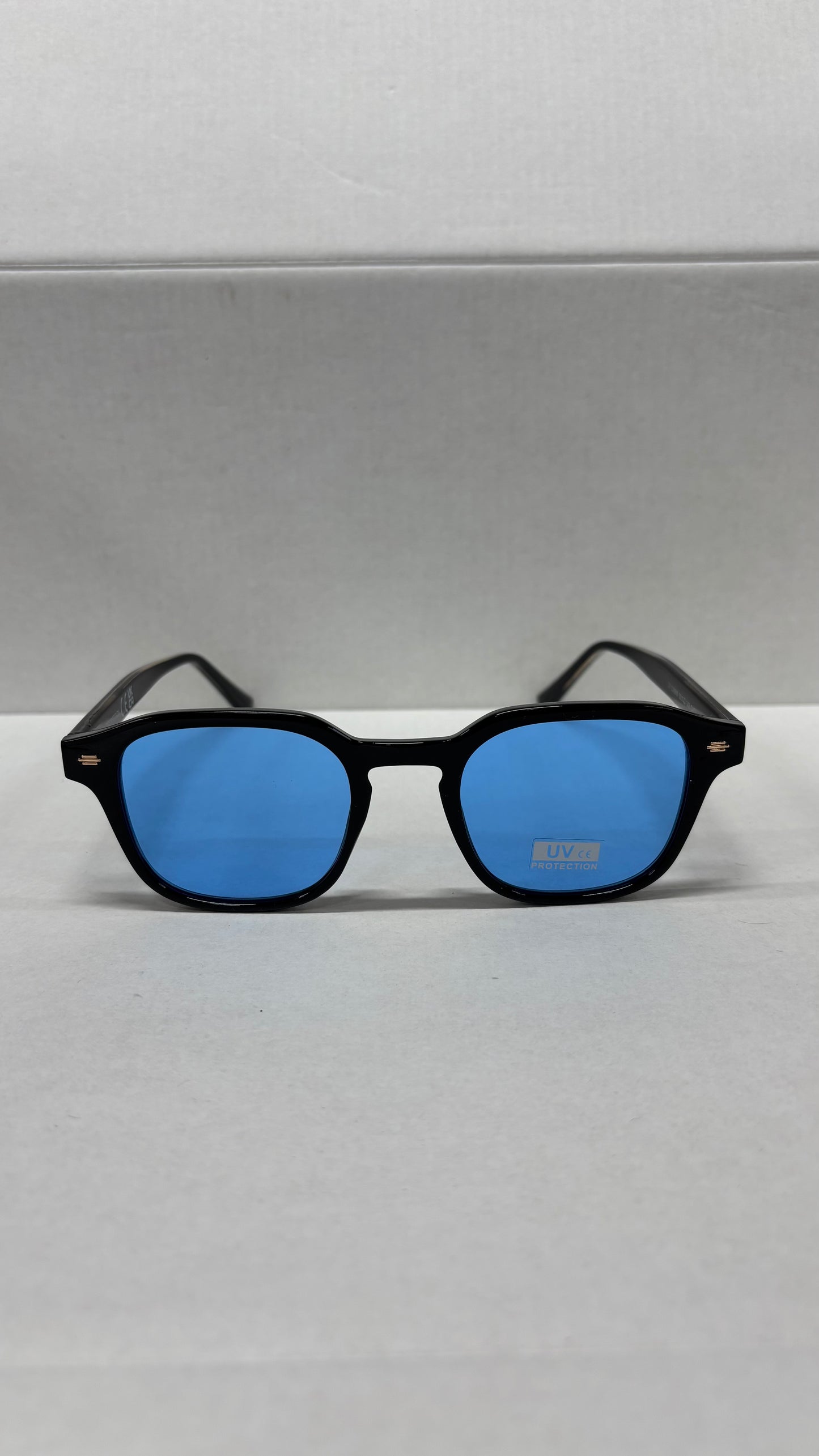 Lunettes 100% UV PROTECTION - bleu noir or brillant