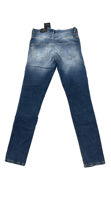 BORAGIO - PANTALON BLEU TROUÉ INTÉRIEUR BLANC