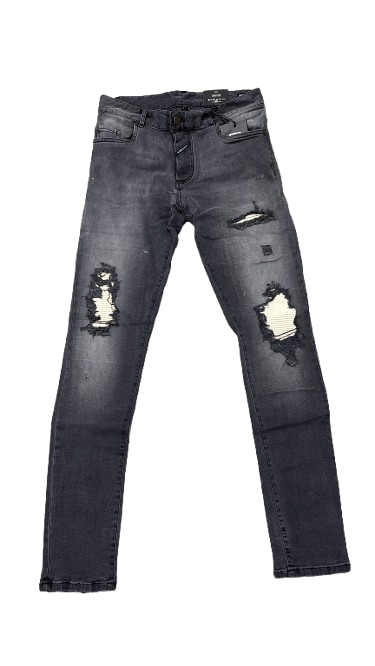 BORAGIO - PANTALON GRIS FONCÉ DÉGRADÉ BLANC