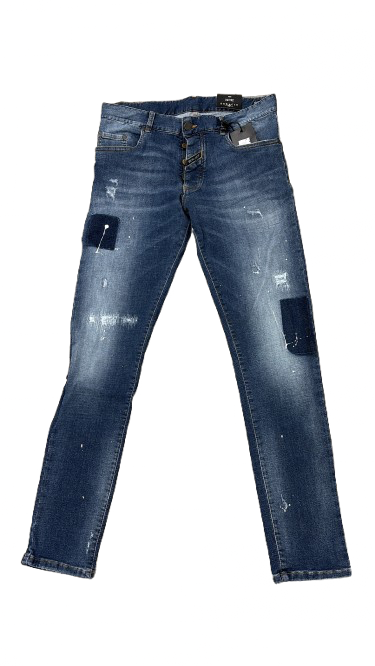 BORAGIO - PANTALON BLEU TACHE DE PEINTURE