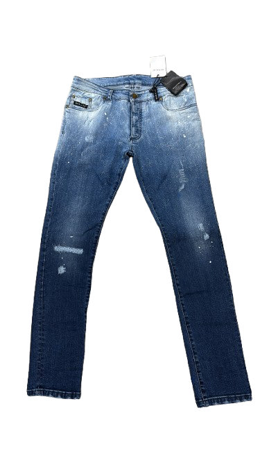 BORAGIO - PANTALON BLEU DENIM EN DÉGRADÉ