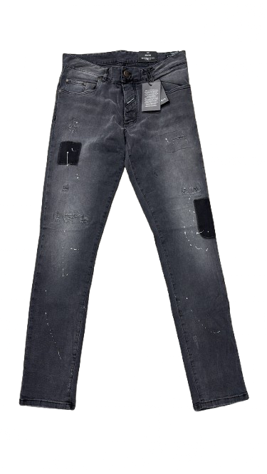 BORAGIO - PANTALON GRIS FONCÉ TACHE DE PEINTURE BLANCHE