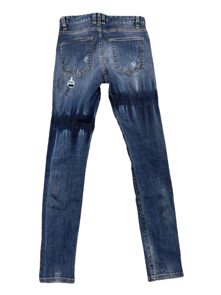 BORAGIO -   PANTALON BLEU TROUÉ